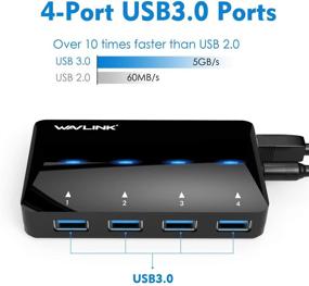 img 3 attached to 🔌 Wavlink 4-Port Powered USB 3.0 Hub with Smart Charging Port, 2.4A BC1.2/iPad/iPhone/Tablet, LED Indicator, Hot Swapping