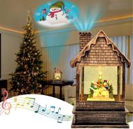 lsxd christmas snow globe lantern: projector, timer, music, usb/battery operated - perfect decoration & gift for christmas! логотип