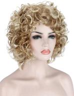 👩 kalyss heat resistant blonde synthetic wig: natural-looking short curly wavy hairpiece for women - full head density 130% - perfect for costumes! logo