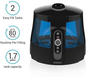 img 1 attached to HoMedics TotalComfort Warm & Cool Mist Ultrasonic Humidifier - Dual Tanks, 80 Hour Runtime, Clean Tank Technology, Nightlight, Whisper-Quiet - Includes 2 Bonus Demineralization Cartridges & 1.7 Gallon Tank