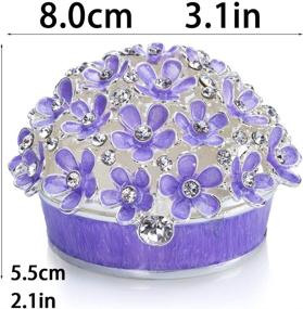 img 3 attached to YU FENG Purple Flower Trinket Boxes: Exquisite Rhinestone Jeweled Enameled Forget Me Not Jewelry Holder for Women and Girls