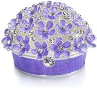 yu feng purple flower trinket boxes: exquisite rhinestone jeweled enameled forget me not jewelry holder for women and girls logo
