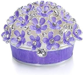 img 4 attached to YU FENG Purple Flower Trinket Boxes: Exquisite Rhinestone Jeweled Enameled Forget Me Not Jewelry Holder for Women and Girls