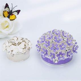 img 1 attached to YU FENG Purple Flower Trinket Boxes: Exquisite Rhinestone Jeweled Enameled Forget Me Not Jewelry Holder for Women and Girls