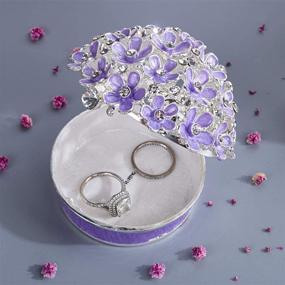 img 2 attached to YU FENG Purple Flower Trinket Boxes: Exquisite Rhinestone Jeweled Enameled Forget Me Not Jewelry Holder for Women and Girls