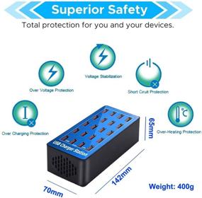 img 3 attached to 💡 Высокоемкостная USB Зарядная станция, 20-портовая 100W/20A Мульти USB Зарядная станция для смартфонов, планшетов и других USB устройств - эффективное решение для зарядки.