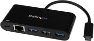 startech.com usb c to ethernet adapter with power delivery and 3 ports - power pass through charging - black (us1gc303apd) logo