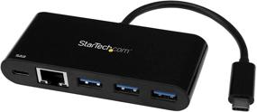 img 4 attached to StarTech.com USB C to Ethernet Adapter with Power Delivery and 3 Ports - Power Pass Through Charging - Black (US1GC303APD)