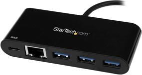 img 1 attached to StarTech.com USB C to Ethernet Adapter with Power Delivery and 3 Ports - Power Pass Through Charging - Black (US1GC303APD)
