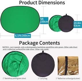 img 1 attached to 📷 4-in-1 Photography Backdrop by GIJUANRING: Chromakey Green & Blue Screen, Portable Collapsible Reversible Photo Studio Background Reflector Panel - 5x6.5ft, 100% Cotton Muslin