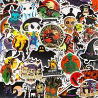🎃 set of 50 halloween stickers: tim burton's nightmare before christmas, waterproof pumpkin decals for water bottles, laptop, skateboard – ideal for halloween party and more logo