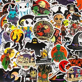 img 2 attached to 🎃 Set of 50 Halloween Stickers: Tim Burton's Nightmare Before Christmas, Waterproof Pumpkin Decals for Water Bottles, Laptop, Skateboard – Ideal for Halloween Party and More