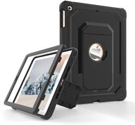 📱 cantis case for ipad 6th generation / ipad 5th generation, [screen protector built-in] &amp; kickstand, shockproof rugged protective case for ipad 9.7 inch 2018/2017, black logo