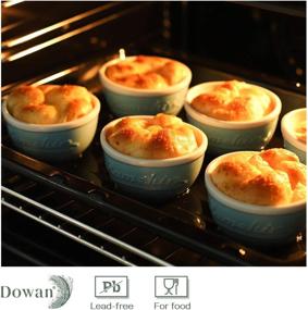 img 1 attached to 🍮 DOWAN 6 Ounce Ramekins, Ceramic Souffle and Sauce Baking Cups, Creme Brulee and Lava Cakes Dessert Bowls, Set of 6 with Embossed Design