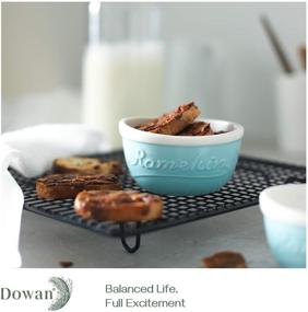 img 2 attached to 🍮 DOWAN 6 Ounce Ramekins, Ceramic Souffle and Sauce Baking Cups, Creme Brulee and Lava Cakes Dessert Bowls, Set of 6 with Embossed Design