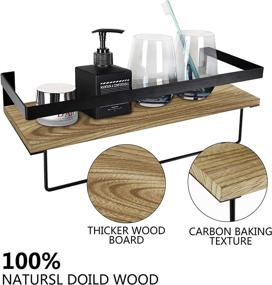 img 2 attached to 🛁 Set of 2 Bathroom Shelves with Towel Bar - Rustic Floating Shelving for Over Toilet, Wall Organizer Shelf for Bathroom Storage - Floating Towel Shelves for Laundry Room, Kitchen Spice Rack