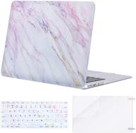 mosiso macbook air 11 inch case (a1370 & a1465), pink marble hard shell cover with keyboard cover & screen protector logo