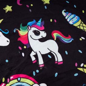 img 1 attached to 🦄 Loveternal Unicorn Blanket Hoodie - Rainbow Donut Cloaking Cabin Throw Blanket for Office - 3D Plush Lucky Star Ice Cream - Warm Fleece Wearable Blanket - Cuddle Home - Black (60"X80")
