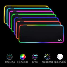 img 2 attached to 🖱️ XL RGB Gaming Mouse Pad - 31.5x11.8x0.16 inch, Large LED Soft Mouse Pad with 14 Light Modes, Anti-Slip Rubber Base for Computer Keyboard Mat