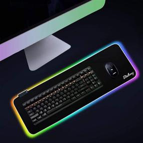 img 3 attached to 🖱️ XL RGB Gaming Mouse Pad - 31.5x11.8x0.16 inch, Large LED Soft Mouse Pad with 14 Light Modes, Anti-Slip Rubber Base for Computer Keyboard Mat