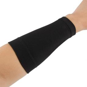 img 1 attached to 🖤 Chrontier Single Forearm Tattoo Cover UP Sleeve Wrap Brace - Black (8.3&#34;-9.4&#34;) with Non-Slip Concealer, Wrist Compression Support for Carpal Tunnel, Muscle & Joint Pain Relief