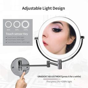 img 1 attached to 💄 Jolitac 8.5 Inch LED Makeup Mirror Wall Mount, 7X/1X Magnification Chrome Personal Make Up Mirror Round Shape, Double-Sided Swivel Vanity Mirror with Touch Button Adjustable Light for Bedroom or Bathroom