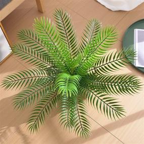 img 2 attached to Premium Artificial Palm Tree Plant - CATTREE Fake Tropical Plant with Lifelike Plastic Leaves - Indoor Outdoor Modern Décor in Pot for Home Garden, Office, Wedding - Faux Greenery Shrubs, Boston Fern Bushe