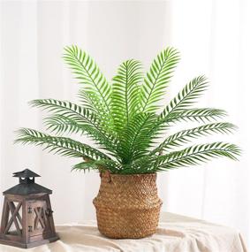 img 3 attached to Premium Artificial Palm Tree Plant - CATTREE Fake Tropical Plant with Lifelike Plastic Leaves - Indoor Outdoor Modern Décor in Pot for Home Garden, Office, Wedding - Faux Greenery Shrubs, Boston Fern Bushe