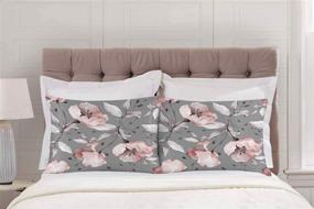 img 1 attached to 🌸 GALMAXS7 Grey Floral Satin Pillowcase Set - Soft and Cozy Envelope Style, Ideal for Hair and Skin