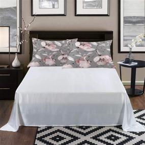 img 2 attached to 🌸 GALMAXS7 Grey Floral Satin Pillowcase Set - Soft and Cozy Envelope Style, Ideal for Hair and Skin