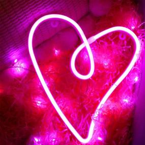 img 1 attached to ❤️ Vibrant Pink Love Heart Neon Light for Valentine's - Battery/USB Powered Neon Decor Lamp for Kids Room, Great Valentine's Night Gift