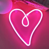 ❤️ vibrant pink love heart neon light for valentine's - battery/usb powered neon decor lamp for kids room, great valentine's night gift логотип