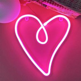 img 4 attached to ❤️ Vibrant Pink Love Heart Neon Light for Valentine's - Battery/USB Powered Neon Decor Lamp for Kids Room, Great Valentine's Night Gift