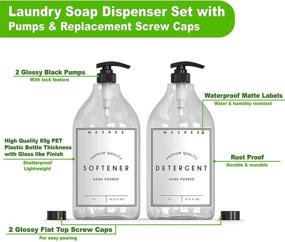 img 2 attached to 🧺 WASHEE Laundry Soap Dispenser Set - Laundry Detergent & Fabric Softener Dispenser for Liquid, Large Size (67.6 oz) PET Plastic Pump Bottles with Caps & Labels