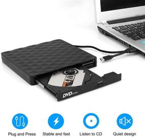 img 3 attached to 📀 Fast USB Type-C 3.0 External DVD Drive Compatible with Windows XP/7/10 - Dual Port CD DVD Rewriter Burner for Laptop and Desktop