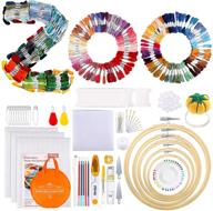 🧵 pllieay 349 pieces embroidery kit: 200 color threads, aida cloth, hoops & tools for beginners logo