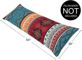 img 1 attached to 🌈 Turquoise Boho Mandala Body Pillow Cover: Ethnic Vintage 54x20 Bohemian Chic Decor, Teal Blue, Red, Indian Tapestry, Zipper Closure, Colorful Room Decor, Hipster Hippie, Long Throw Couch Accent