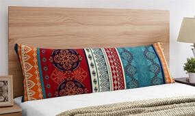 img 4 attached to 🌈 Turquoise Boho Mandala Body Pillow Cover: Ethnic Vintage 54x20 Bohemian Chic Decor, Teal Blue, Red, Indian Tapestry, Zipper Closure, Colorful Room Decor, Hipster Hippie, Long Throw Couch Accent