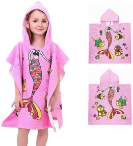 img 1 attached to 👶 Versatile 100% Cotton Kids Hooded Beach and Bath Towel: Perfect Swimsuit Coverup, Swimming Poncho, and More!