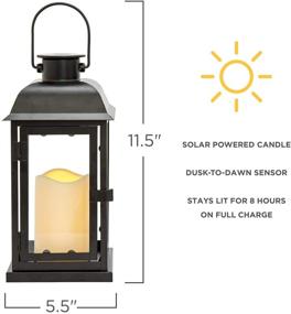 img 3 attached to Solar Powered Outdoor Lanterns (Set of 2) - 11 Inch Tall Decorative Candle Lantern for Patio | Waterproof Black Metal & Glass | LED Pillar Candle with Dusk to Dawn Timer | Batteries Included