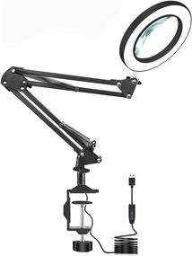 img 4 attached to 🔍 Enhance Your Workbench with the LED Magnifying Glass Desk Lamp: 3 Color Modes, 10 Dimmable Levels, Adjustable Swivel Arm for Reading, Rework, and Craft Work