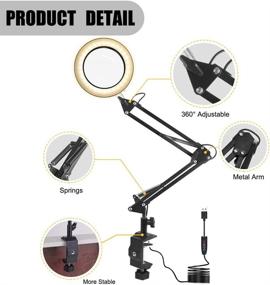 img 1 attached to 🔍 Enhance Your Workbench with the LED Magnifying Glass Desk Lamp: 3 Color Modes, 10 Dimmable Levels, Adjustable Swivel Arm for Reading, Rework, and Craft Work