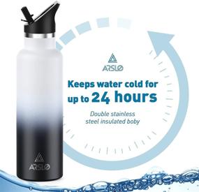 img 2 attached to 💧 Arslo Stainless Steel Double Wall Water Bottle: Vacuum Insulated with Straw Lid - Stay Hydrated All Day Long, Keeps Water Cold for 24 Hours, Hot for 12 Hours - Perfect for Hiking, Sports, and as a Christmas Gift