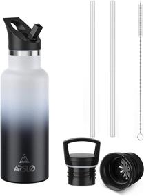 img 4 attached to 💧 Arslo Stainless Steel Double Wall Water Bottle: Vacuum Insulated with Straw Lid - Stay Hydrated All Day Long, Keeps Water Cold for 24 Hours, Hot for 12 Hours - Perfect for Hiking, Sports, and as a Christmas Gift