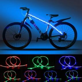 img 4 attached to 🚴 DANCRA LED Bike Frame Lights Strip, Battery-Powered 0.8M×2, R/G/B Color-Changing with Waterproof Controller - Ideal Tricycle Accessories for Kids' Bicycles