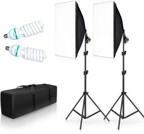 img 4 attached to SH Softbox Photography Lighting Kit, Professional Continuous Lighting Equipment with 2×135W E27 Socket 5500K Bulbs