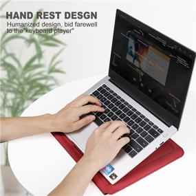 img 2 attached to PENGRUISI Laptop Sleeve Case with Stand Function - Compatible with 15-15.6inch laptops and Tablets - Inner Bushing 2 in 1 Bracket - Innovative Soft PU Leather Material (Red)