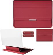 pengruisi laptop sleeve case with stand function - compatible with 15-15.6inch laptops and tablets - inner bushing 2 in 1 bracket - innovative soft pu leather material (red) logo