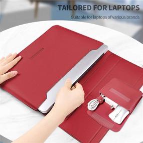 img 3 attached to PENGRUISI Laptop Sleeve Case with Stand Function - Compatible with 15-15.6inch laptops and Tablets - Inner Bushing 2 in 1 Bracket - Innovative Soft PU Leather Material (Red)