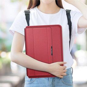 img 1 attached to PENGRUISI Laptop Sleeve Case with Stand Function - Compatible with 15-15.6inch laptops and Tablets - Inner Bushing 2 in 1 Bracket - Innovative Soft PU Leather Material (Red)